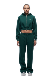 WMNS CROPPED ZIP HOODIE EVERGREEN