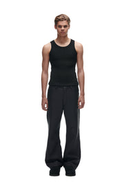 CRINKLE ZIP PANTS BLACK