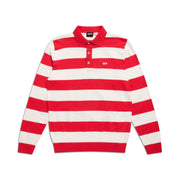 LS STRIPED POLO RED